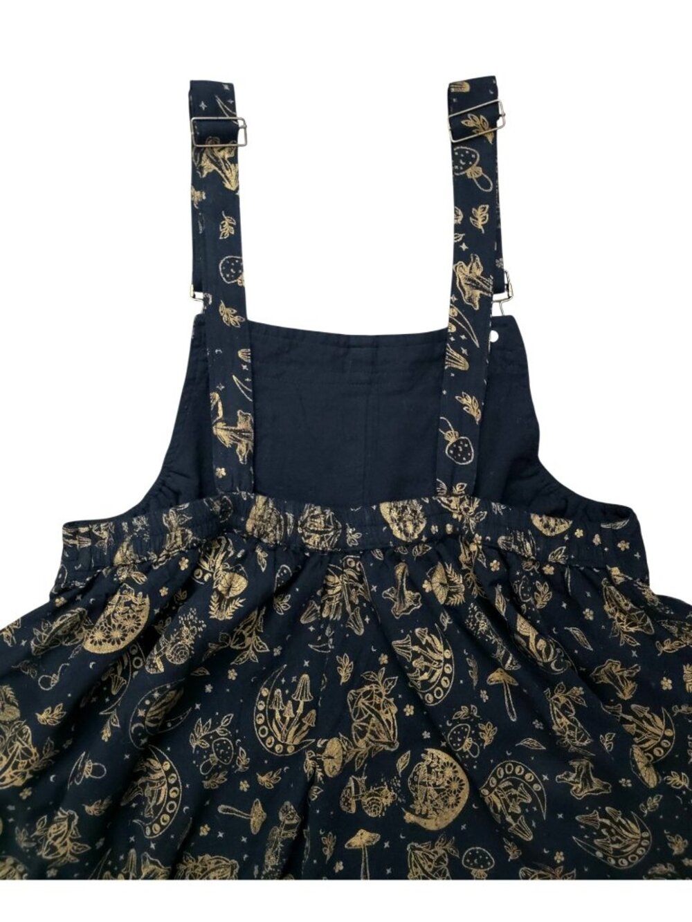 KARMA NEPAL CRAFT Boho Mushroom/Celestial Wide Leg Black & Gold Romper Sz Plus - Picture 6 of 9